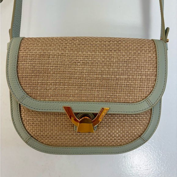 Coccinelle Dew Straw Small Bag – Raffia & Celadon Leather – Made in Italy – NWOT - Picture 3 of 12